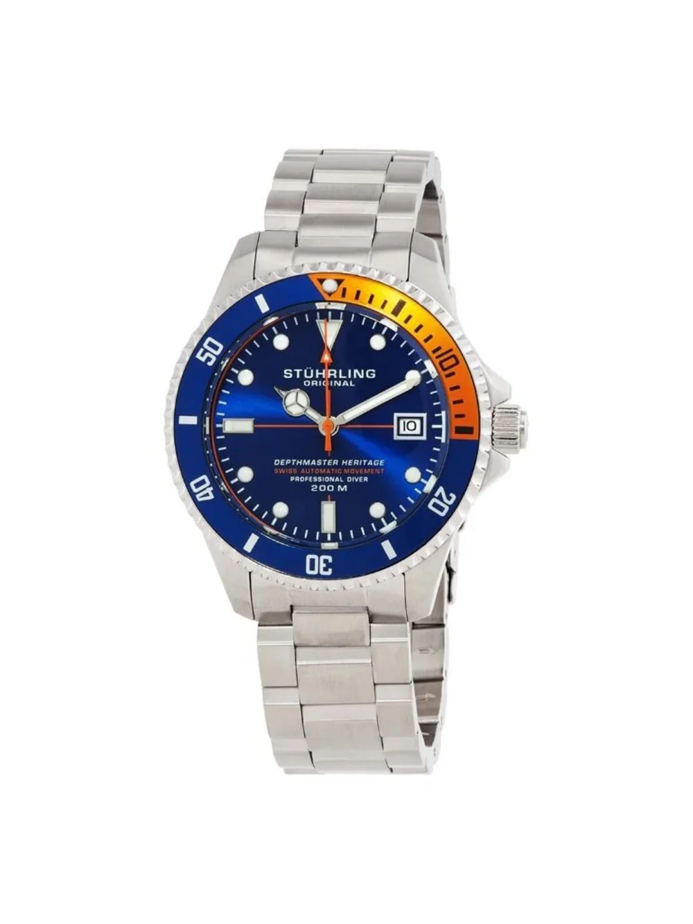 NWT Stuhrling Original Aquadiver Automatic Blue Dial Men's Watch